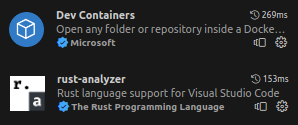 vs code dev containers rust-analyser